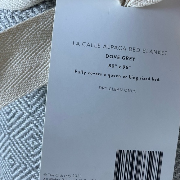 🆕The Citizenry LA CALLE ALPACA BED BLANKET Dove Grey Diamond Throw - Picture 7 of 9